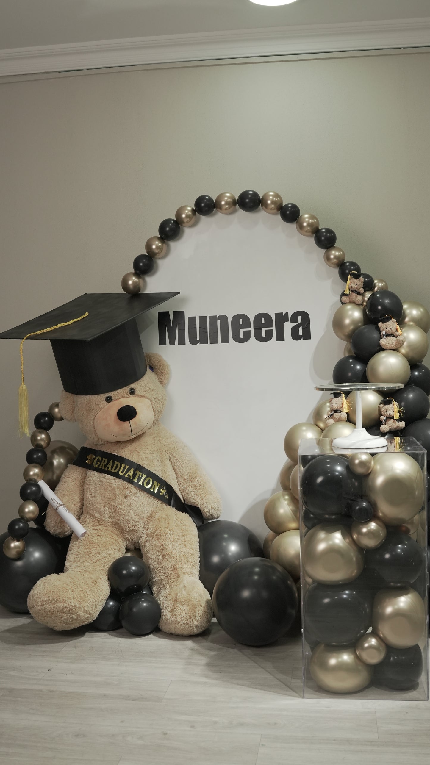 Graduation balloon & teddy bears backdrop