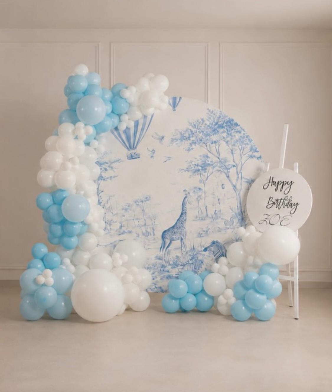 Birthday giraffe and trees theme
