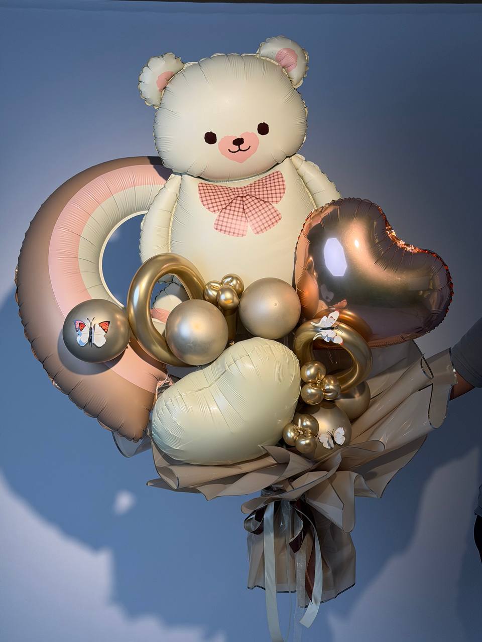 Blush Teddy Balloon Bouquet