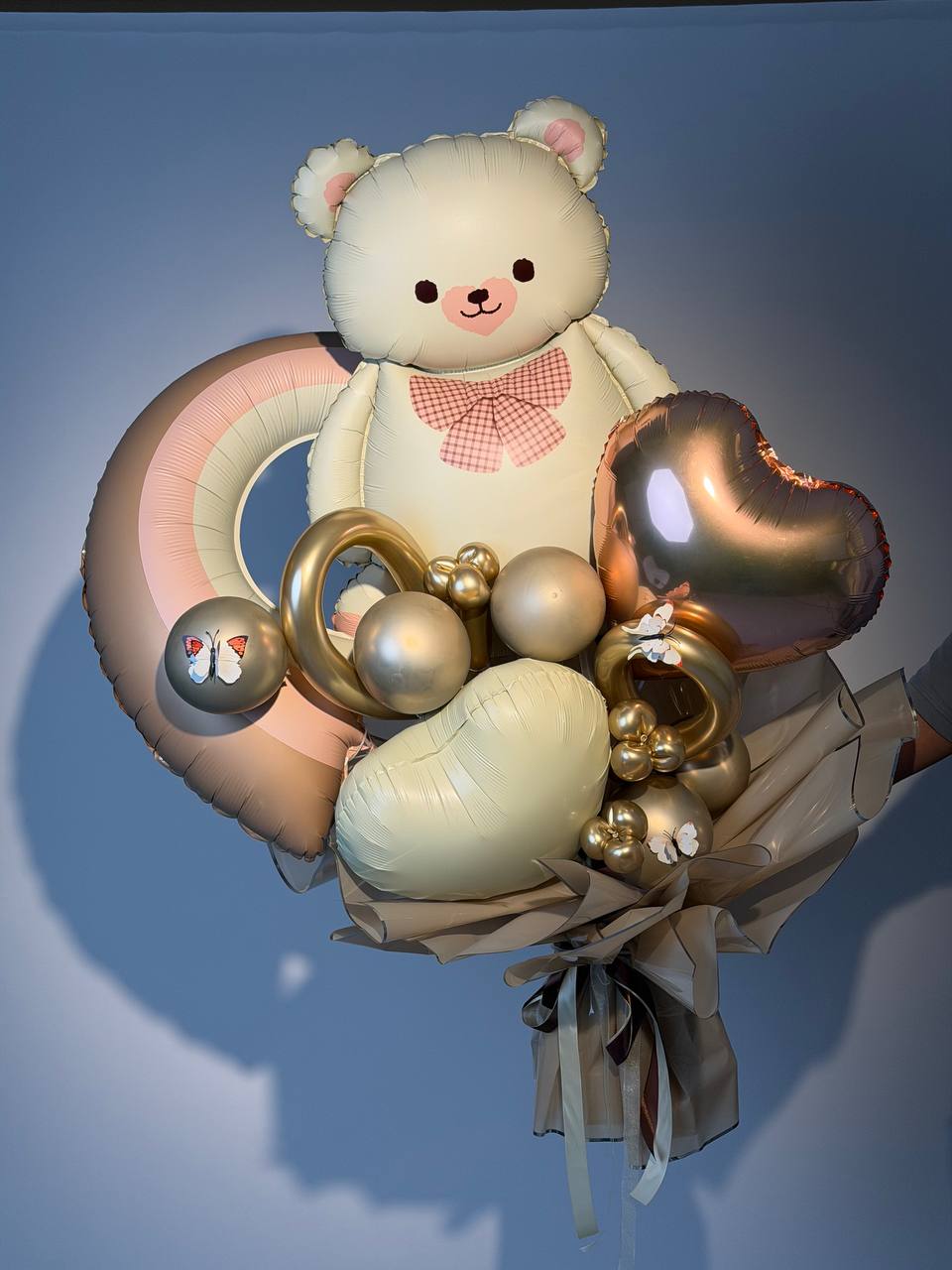 Blush Teddy Balloon Bouquet