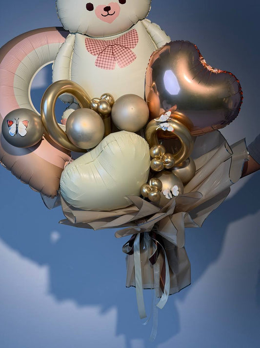 Blush Teddy Balloon Bouquet